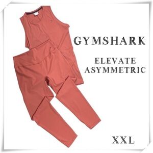 Gymshark Elevate Asymmetric Tank & Leggings Tights Bundle in Rose Brown Size XXL